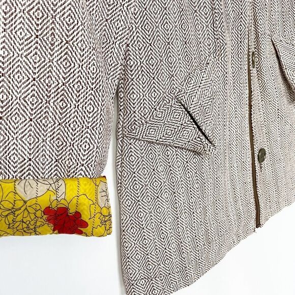 Tulle Anthropologie Pea Coat Fitted Tan Textured S - Picture 3 of 8